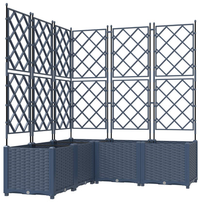 Garden Planter 5 pcs Grey 120 x 120 x 143 cm Plastic