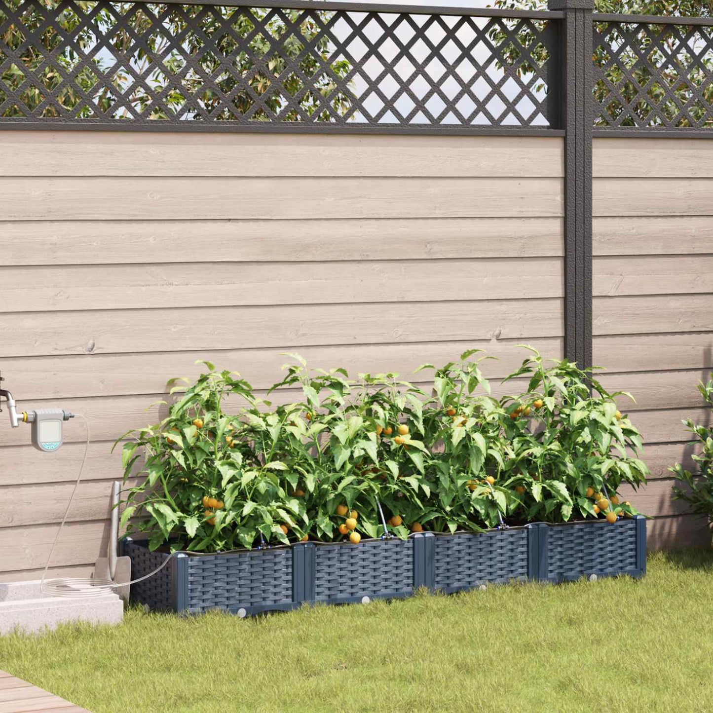 Garden Planter 4 pcs Grey 160 x 40 x 22 cm PP