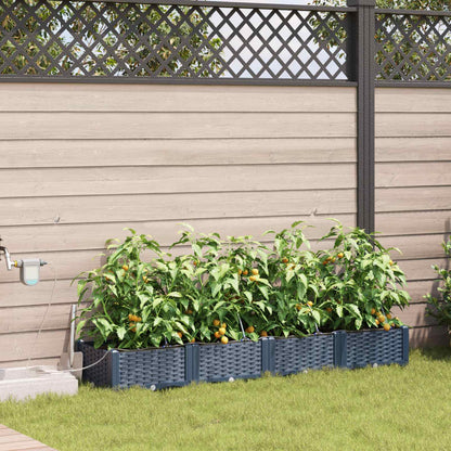 Garden Planter 4 pcs Grey 160 x 40 x 22 cm PP