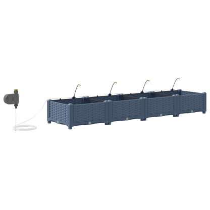 Garden Planter 4 pcs Grey 160 x 40 x 22 cm PP