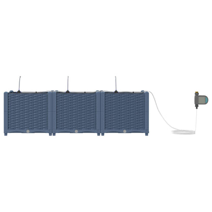 Garden Planter 3 pcs Grey 120 x 40 x 37.5 cm Plastic