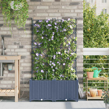 Garden Planter 2 pcs Grey 80 x 40 x 142 cm Plastic