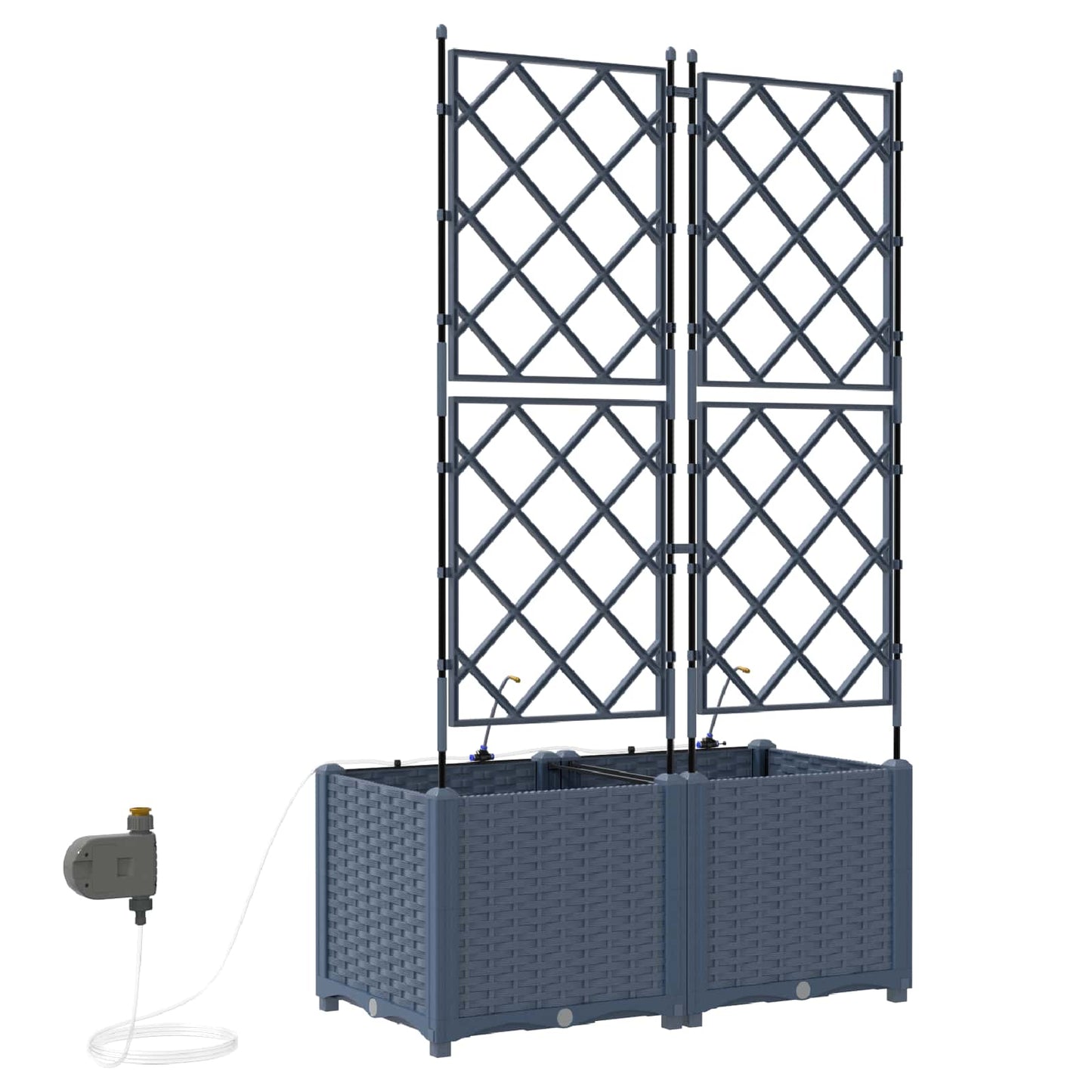 Garden Planter 2 pcs Grey 80 x 40 x 142 cm Plastic
