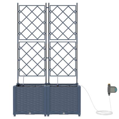 Garden Planter 2 pcs Grey 80 x 40 x 142 cm Plastic