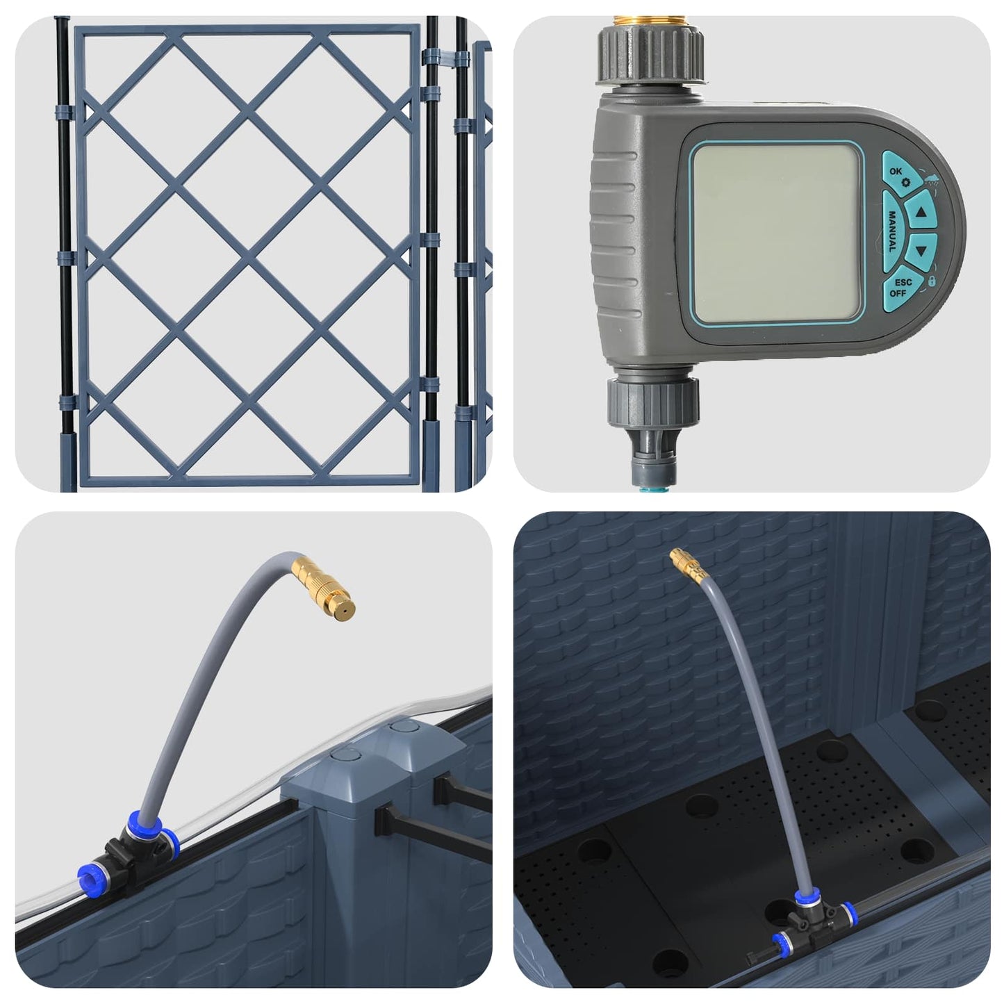 Garden Planter 3 pcs Grey 120 x 120 x 142 cm Steel