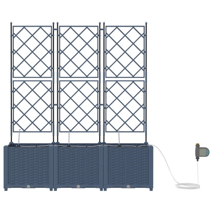 Garden Planter 3 pcs Grey 120 x 40 x 142 cm Plastic