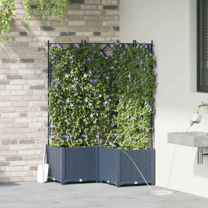 Garden Planter 3 pcs Grey 80 x 80 x 142 cm Plastic