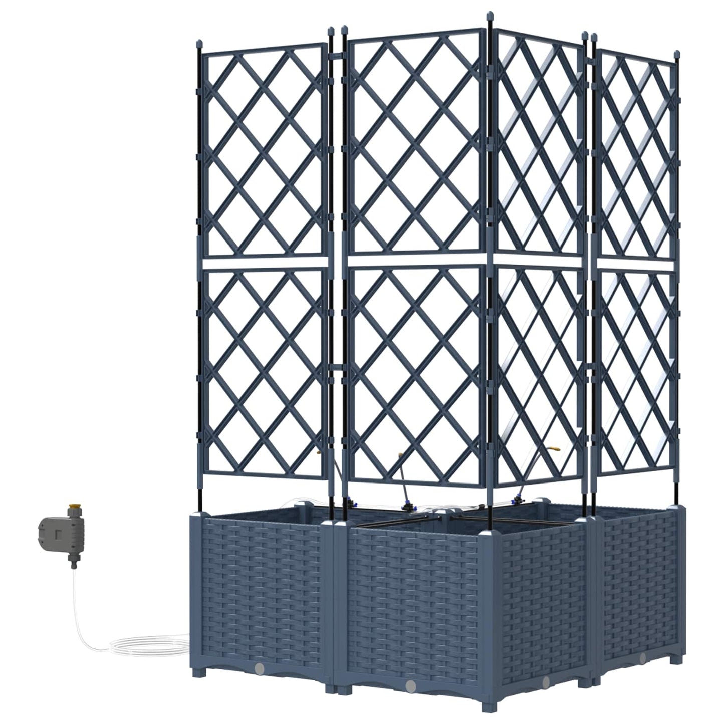 Garden Planter 3 pcs Grey 80 x 80 x 142 cm Plastic