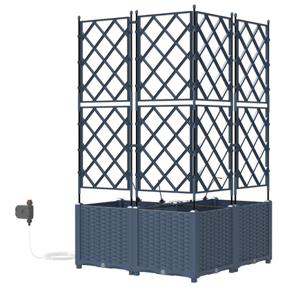 Garden Planter 3 pcs Grey 80 x 80 x 142 cm Plastic