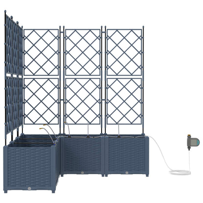 Garden Planter 3 pcs Grey 80 x 80 x 142 cm Plastic