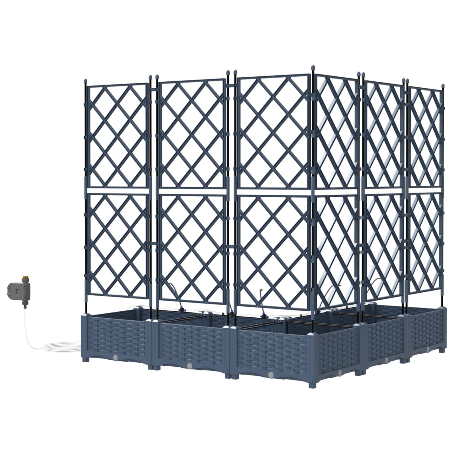 Garden Planter 5 pcs Grey 120 x 120 x 126 cm Plastic