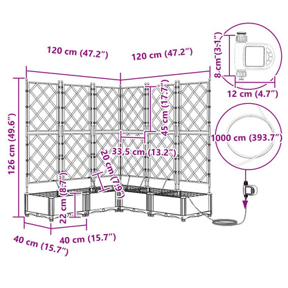 Garden Planter 5 pcs Grey 120 x 120 x 126 cm Plastic