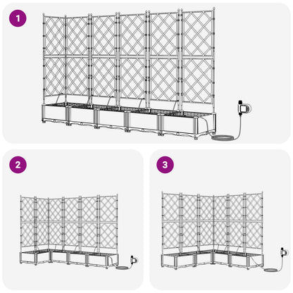 Garden Planter 5 pcs Grey 120 x 120 x 126 cm Plastic