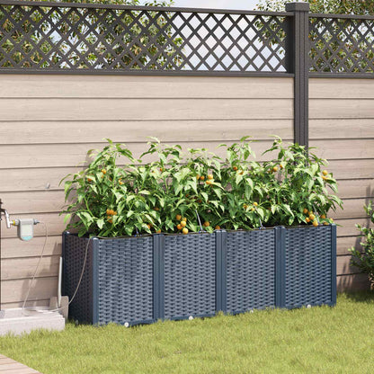 Garden Planter 4 pcs Grey 160 x 40 x 52 cm Plastic