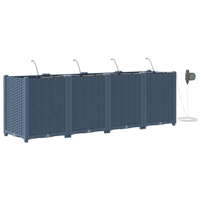 Garden Planter 4 pcs Grey 160 x 40 x 52 cm Plastic