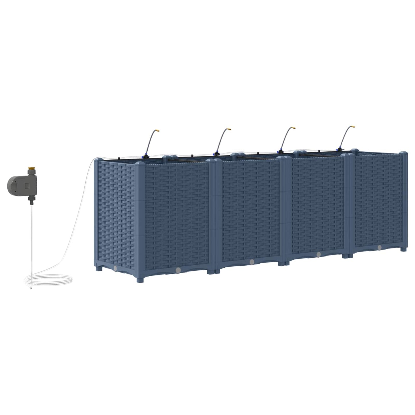 Garden Planter 4 pcs Grey 160 x 40 x 52 cm Plastic
