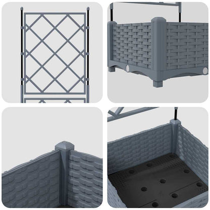 Garden Planter LiGht Grey 40 x 40 x 125.5 cm PP