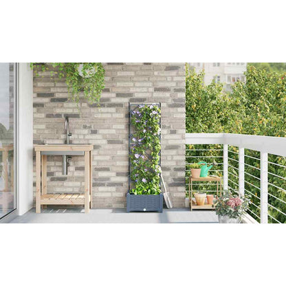 Garden Planter LiGht Grey 40 x 40 x 125.5 cm PP