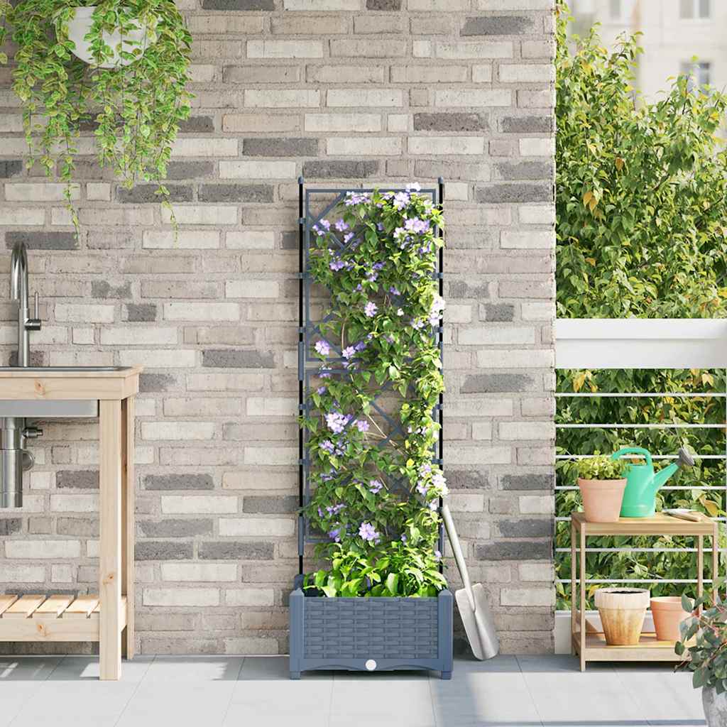 Garden Planter LiGht Grey 40 x 40 x 125.5 cm PP