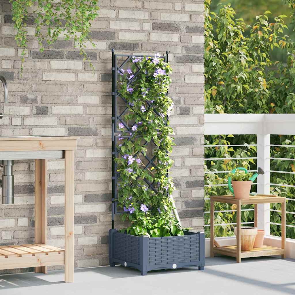 Garden Planter LiGht Grey 40 x 40 x 125.5 cm PP