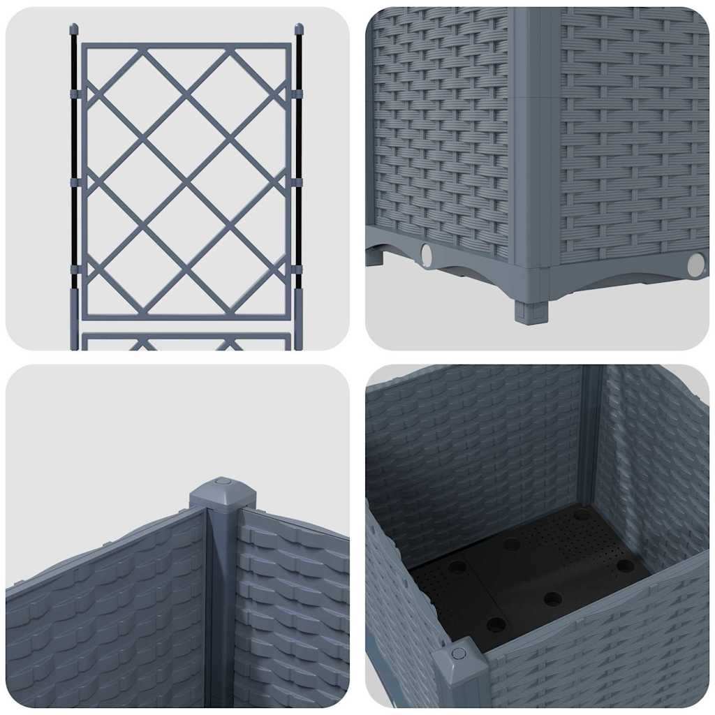 Garden Planter LiGht Grey 40 x 40 x 143 cm PP