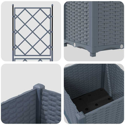 Garden Planter LiGht Grey 40 x 40 x 143 cm PP