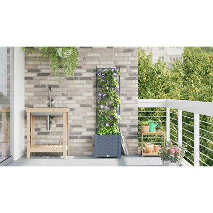 Garden Planter LiGht Grey 40 x 40 x 143 cm PP