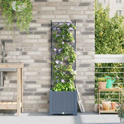 Garden Planter LiGht Grey 40 x 40 x 143 cm PP