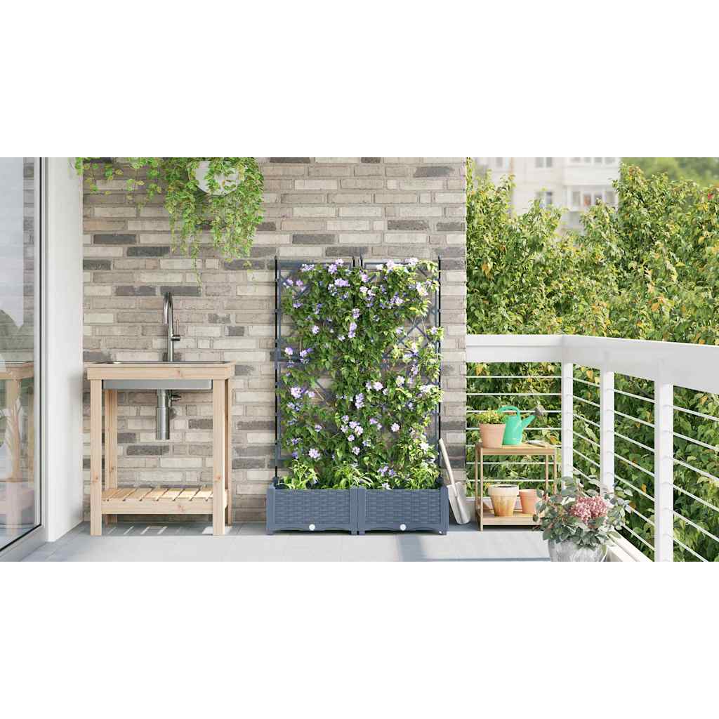 Garden Planter 2 pcs LiGht Grey 80 x 40 x 125.5 cm PP