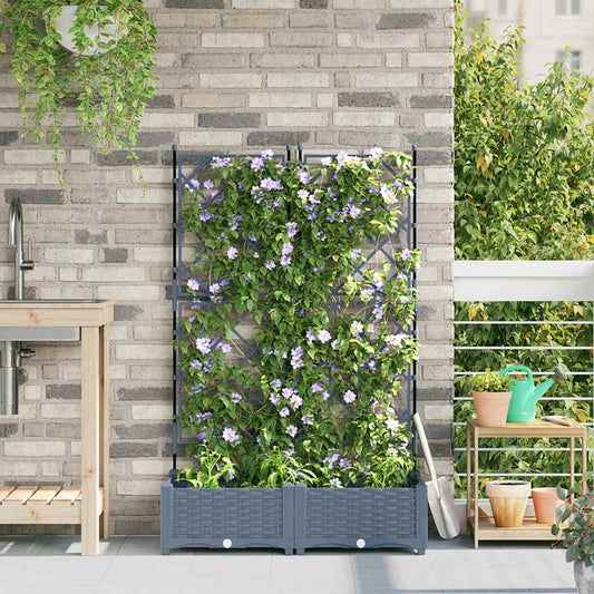 Garden Planter 2 pcs LiGht Grey 80 x 40 x 125.5 cm PP