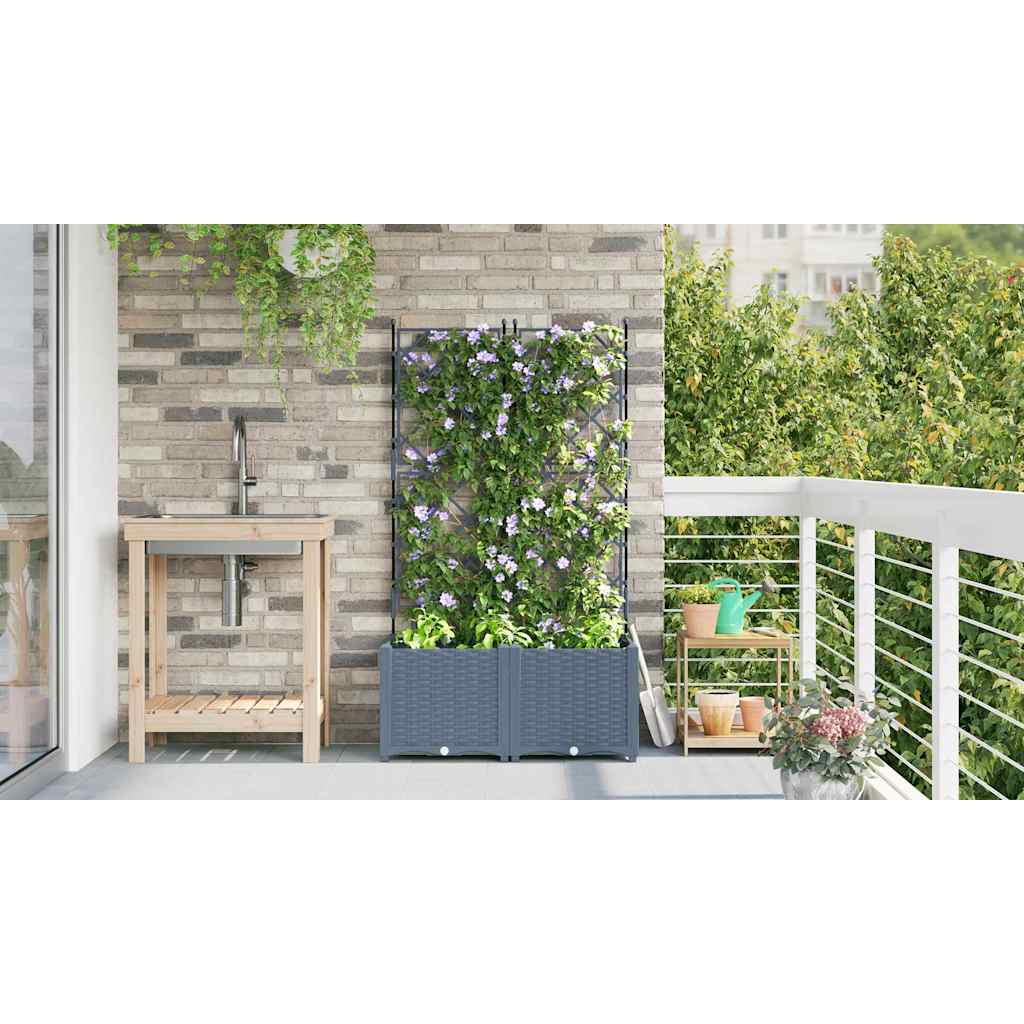 Garden Planter 2 pcs LiGht Grey 80 x 40 x 143 cm PP