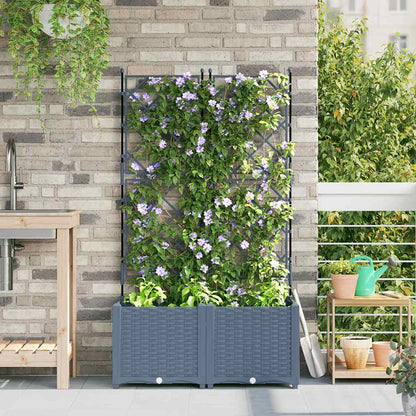 Garden Planter 2 pcs LiGht Grey 80 x 40 x 143 cm PP