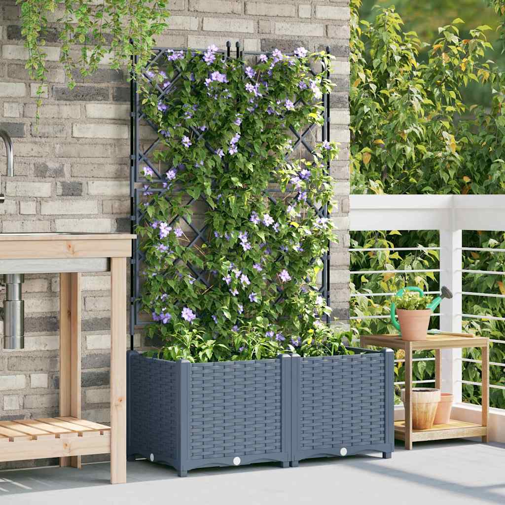 Garden Planter 2 pcs LiGht Grey 80 x 40 x 143 cm PP