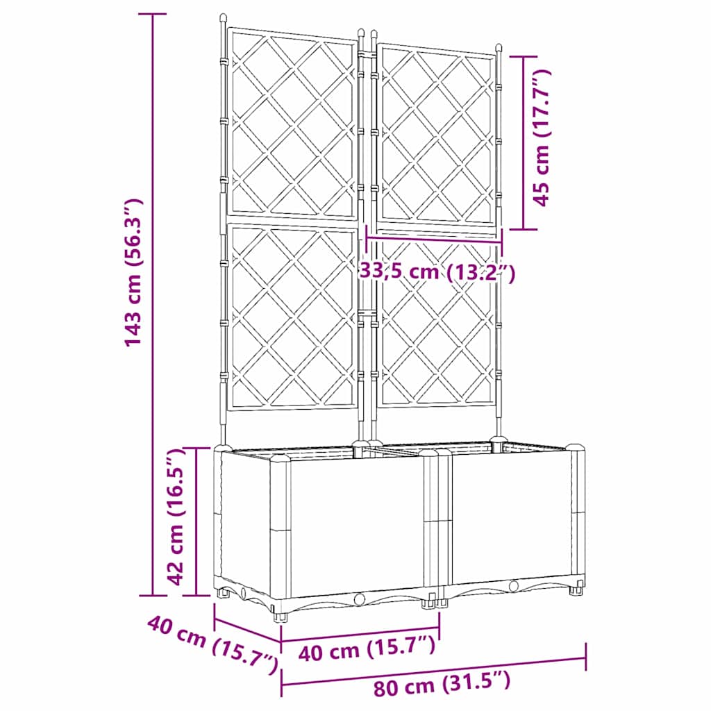 Garden Planter 2 pcs LiGht Grey 80 x 40 x 143 cm PP