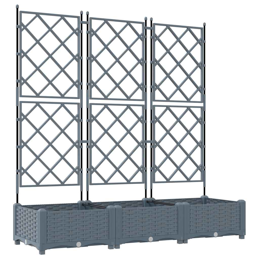 Garden Planter 3 pcs LiGht Grey 120 x 40 x 125.5 cm PP