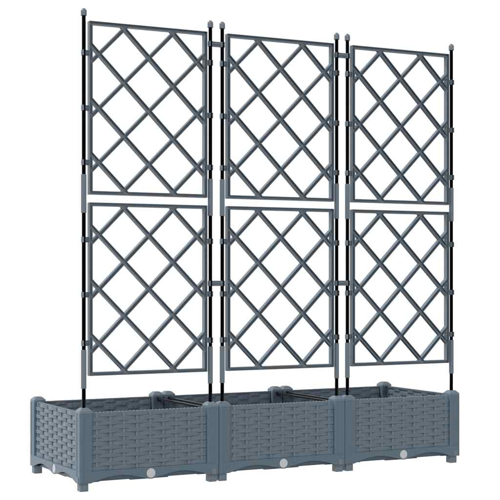 Garden Planter 3 pcs LiGht Grey 120 x 40 x 125.5 cm PP