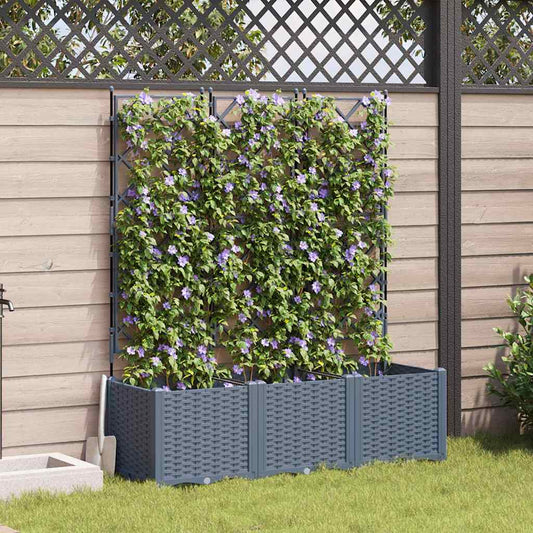 Garden Planter 3 pcs LiGht Grey 120 x 40 x 143 cm PP