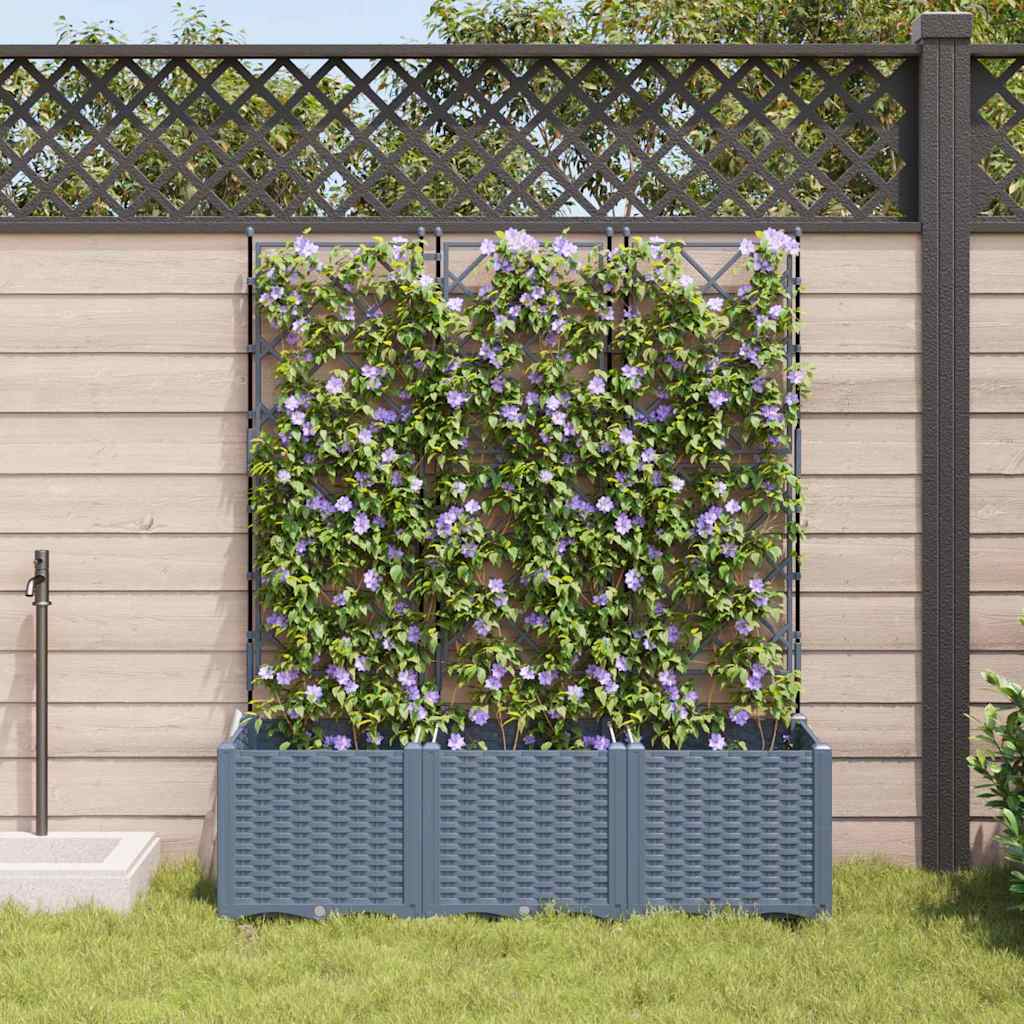 Garden Planter 3 pcs LiGht Grey 120 x 40 x 143 cm PP