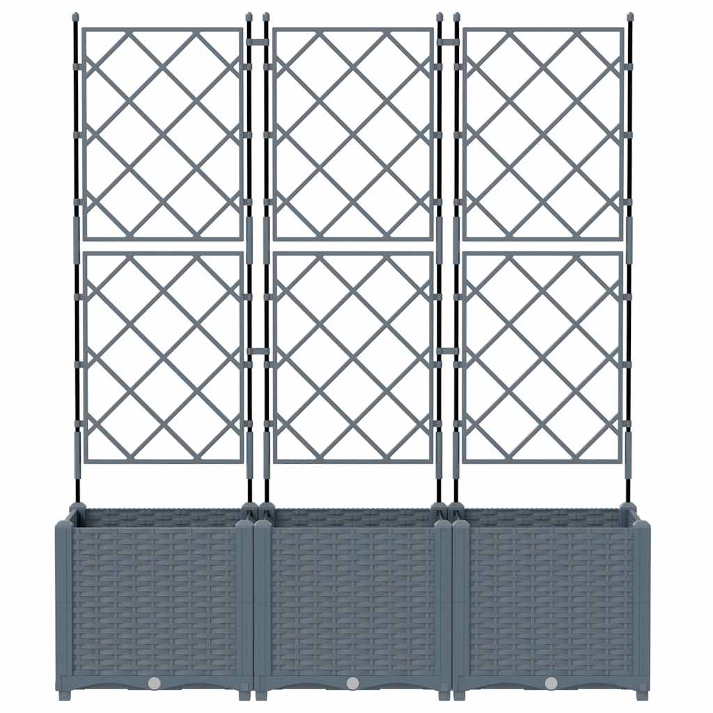 Garden Planter 3 pcs LiGht Grey 120 x 40 x 143 cm PP