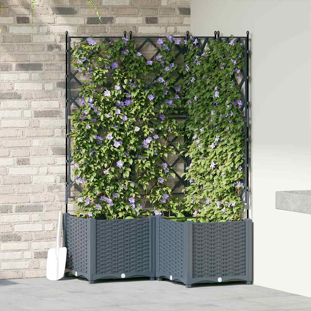 Garden Planter 3 pcs LiGht Grey 80 x 80 x 143 cm PP