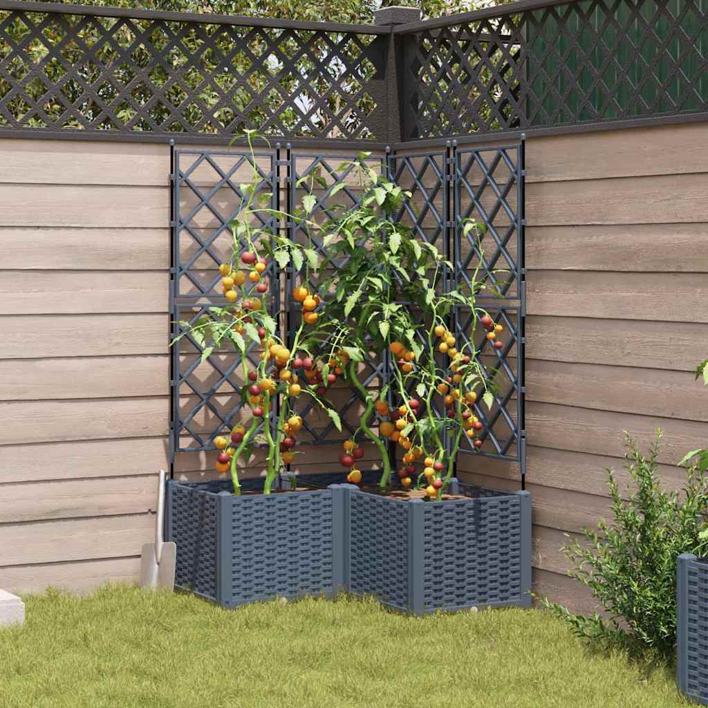 Garden Planter 3 pcs LiGht Grey 80 x 80 x 143 cm PP