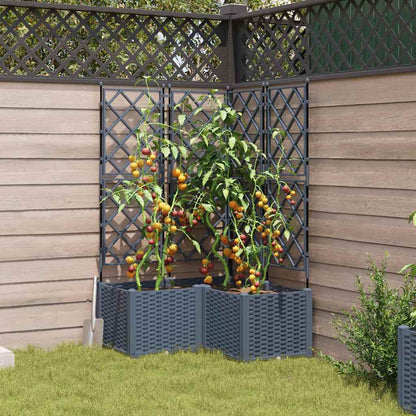 Garden Planter 3 pcs LiGht Grey 80 x 80 x 143 cm PP