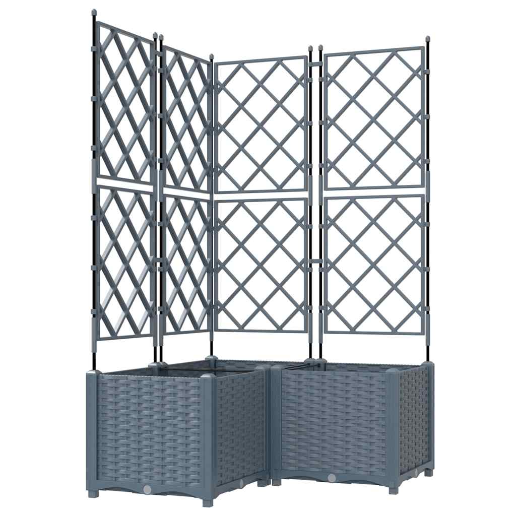 Garden Planter 3 pcs LiGht Grey 80 x 80 x 143 cm PP