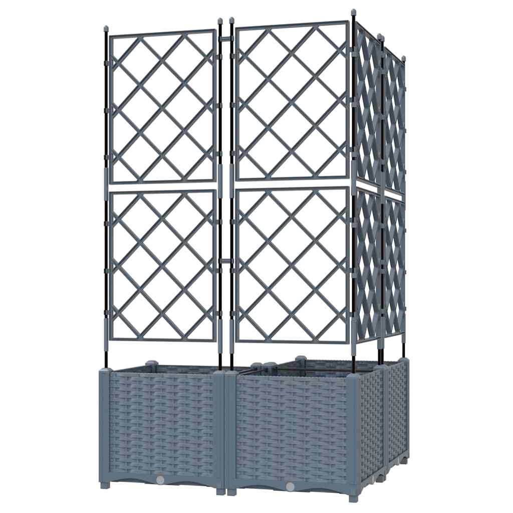 Garden Planter 3 pcs LiGht Grey 80 x 80 x 143 cm PP