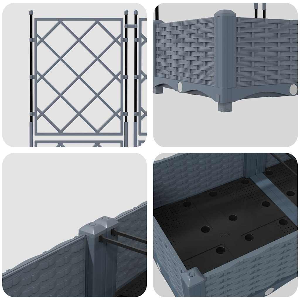 Garden Planter 5 pcs LiGht Grey 120 x 120 x 125.5 cm Plastic