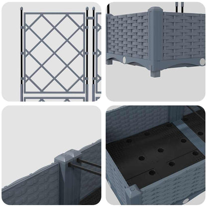 Garden Planter 5 pcs LiGht Grey 120 x 120 x 125.5 cm Plastic