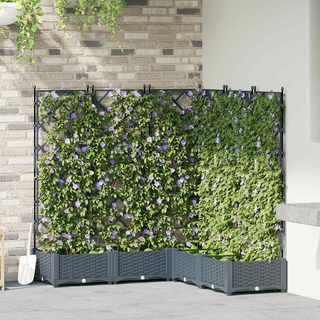 Garden Planter 5 pcs LiGht Grey 120 x 120 x 125.5 cm Plastic