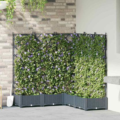 Garden Planter 5 pcs LiGht Grey 120 x 120 x 125.5 cm Plastic
