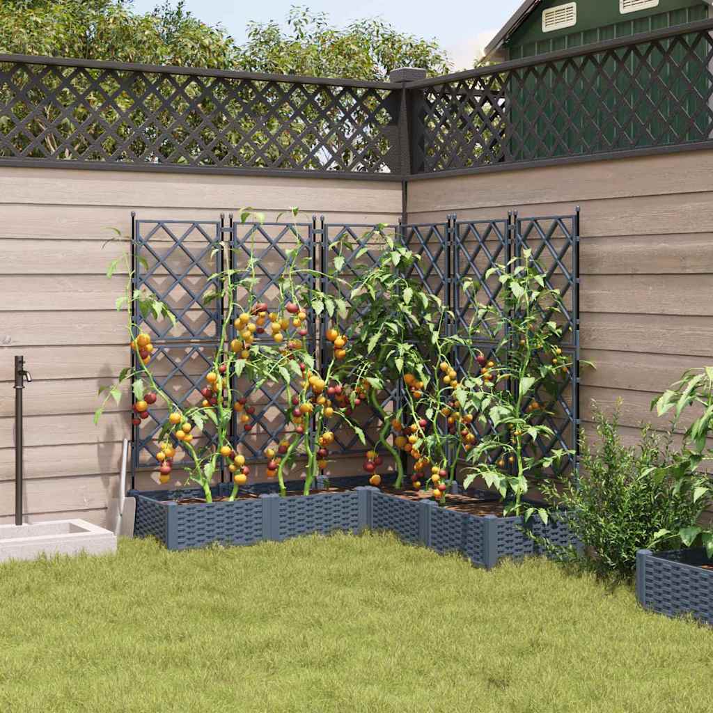 Garden Planter 5 pcs LiGht Grey 120 x 120 x 125.5 cm Plastic