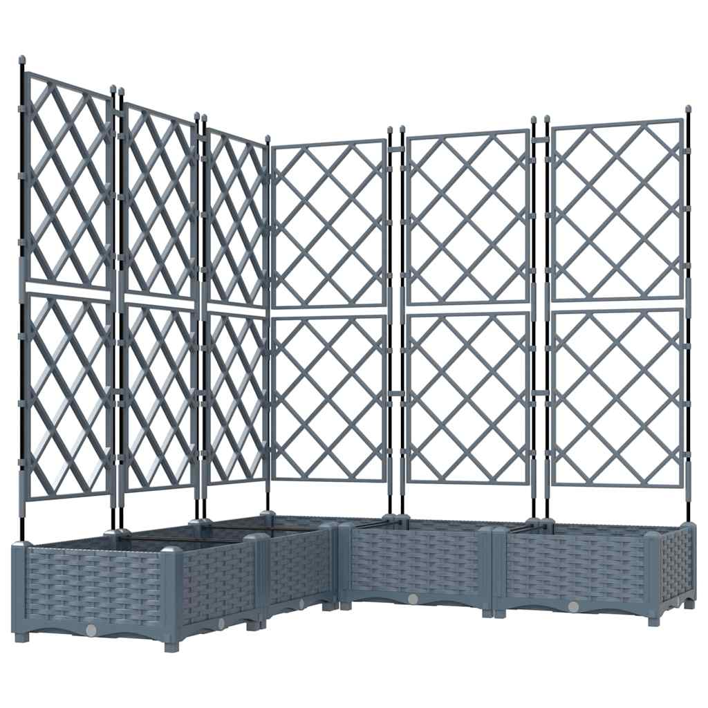 Garden Planter 5 pcs LiGht Grey 120 x 120 x 125.5 cm Plastic